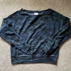 Navy and Black Sundry Camo Off Shoulder Sweatshirt